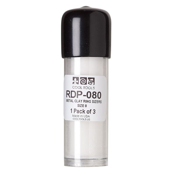 Ring sizer, Redy Pellets, ceramic and plastic, white, 22.5x18.5mm, size 8. Sold per pkg of 3. image number 0