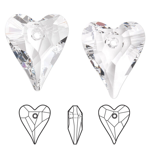 Drop 1pk crystal, Crystal Passions® 27x22mm pendant wild heart 6240 image number 0