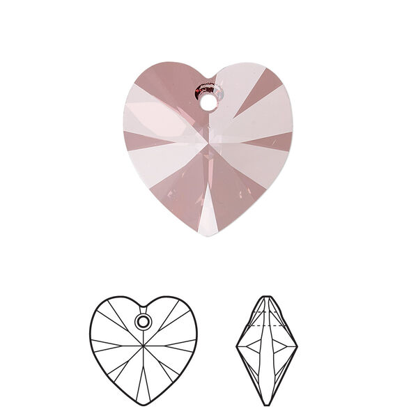 Drop 2pk crystal antique pink, Crystal Passions® 18mm pendant heart 6228 image number 0