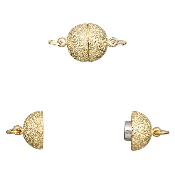 Clasp, magnetic, "vermeil," 10mm stardust round. Sold individually. image number 0