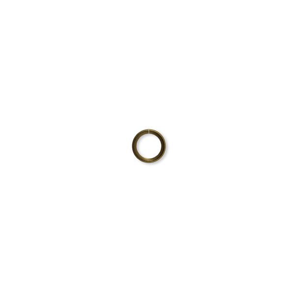 Jump ring, antique brass-plated steel, 5mm round, 3.6mm inside diameter, 22 gauge. Sold per pkg of 500. image number 0