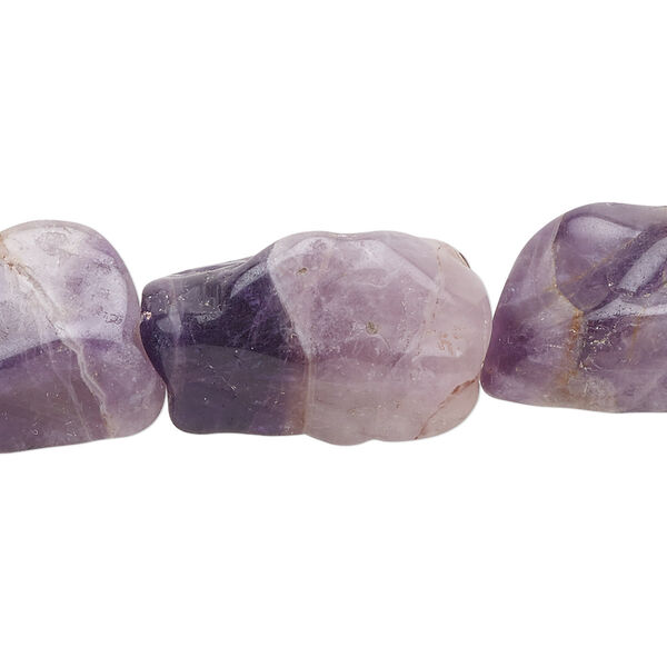 Bead, amethyst (natural), medium-large polished rectangle nugget, Mohs hardness 7. Sold per 15-1/2" to 16" strand. image number 0