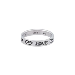 Ring, sterling silver, 3.5mm wide with "LOVE" and hearts design, size 6. Sold individually.