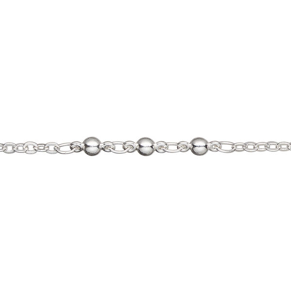 Chain, silver-plated brass, 3mm triple ball. Sold per pkg of 5 feet. image number 0
