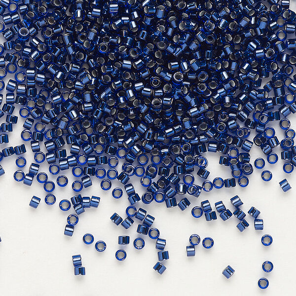 Seed bead, Delica®, glass, pkg/250g, #11 round, transparent copper-lined cobalt (DB-0183). image number 0