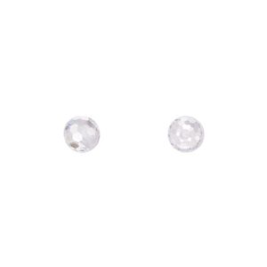 Bead, cubic zirconia, clear, 6mm half-drilled faceted round. Sold per pkg of 2.