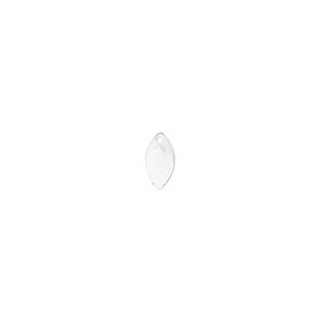 Drop, sterling silver, 8x4mm flat marquise. Sold per pkg of 12.