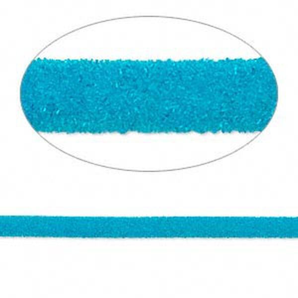 Cord, velveteen and rubber, turquoise blue, 3mm round with 1-1.5mm hole. Sold per pkg of 5 feet. image number 0