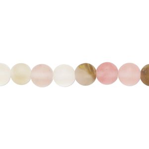 Bead, watermelon "quartz" glass, matte multicolored, 6mm round. Sold per 15-1/2 to 16-inch strand.