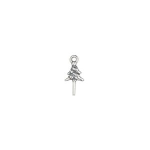 Upeye, antiqued sterling silver, 6x5.5mm double-sided Christmas tree with 4x0.6mm peg. Sold individually.