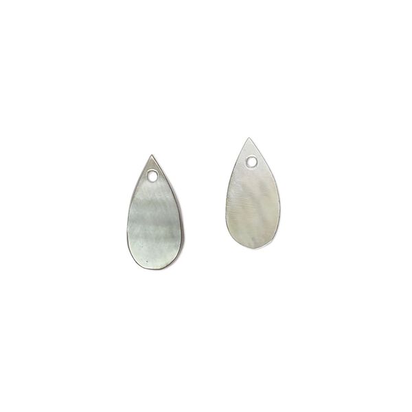 Drop, black lip shell (natural), 12x6mm hand-cut top-drilled teardrop, Mohs hardness 3-1/2. Sold per pkg of 2. image number 0