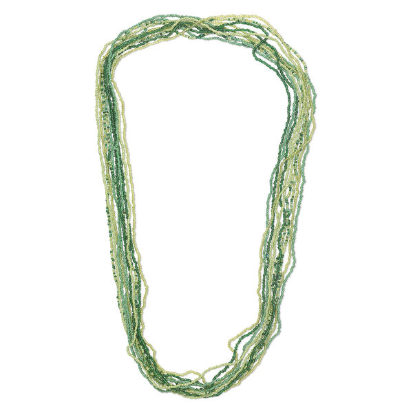 Necklace mix, glass, opaque green AB, 36-inch continuous loop. Sold per pkg of 10. image number 0