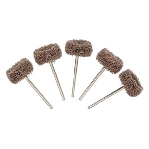 Fiber wheel, steel and nylon, brown, coarse, 1-3/4 inch with 3/32 inch mandrel diameter and 7/8 inch head. Sold per pkg of 5.