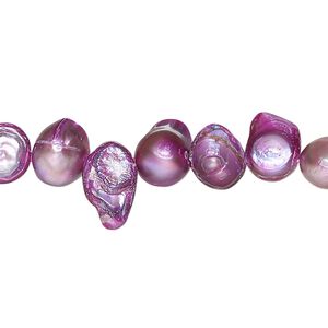 Pearl, cultured freshwater (dyed), thistle, 7x6mm-14x8mm baroque with 0.4mm hole, D grade, Mohs hardness 2-1/2 to 4. Sold per 15-inch strand.