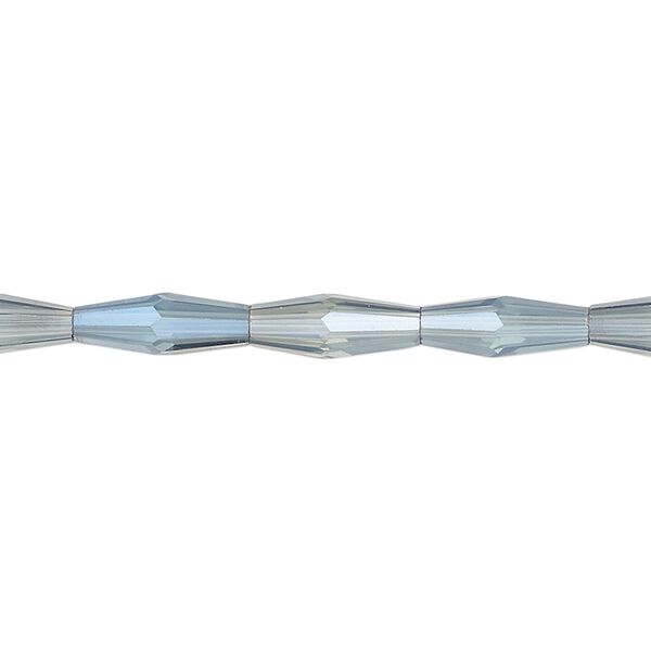 Bead, glass, crystal blue shade, 12x4mm long bicone. Sold per 15-1/2 to 16-inch strand. image number 0