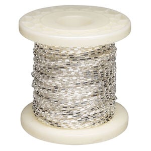 Chain 1pkg1 sterling silver box, 1.5mm long, Gossamer™ 50 foot unfinished