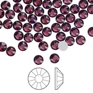 Flat back 1440pk amethyst foil back, Preciosa Viva 12® Czech crystal rhinestone 4.6-4.8mm chaton rose round SS20