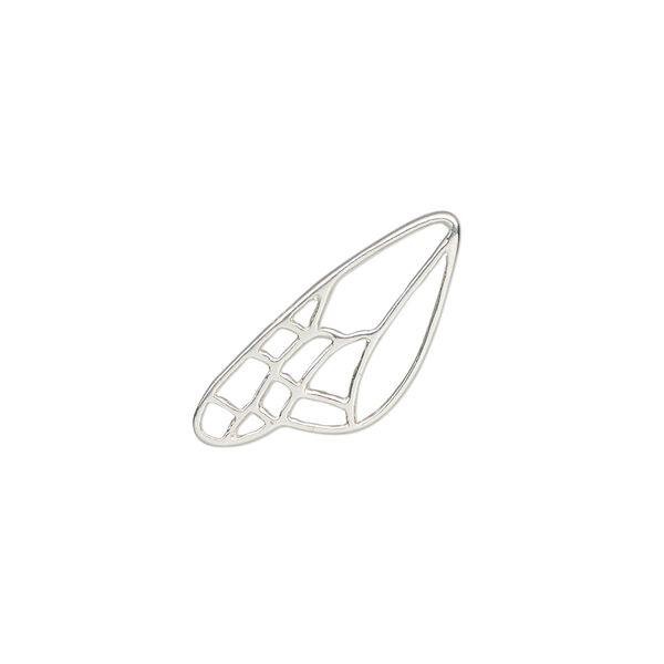 Component, Amoracast®, sterling silver, 18x11mm two-sided butterfly wing with cutout. Sold individually. image number 0