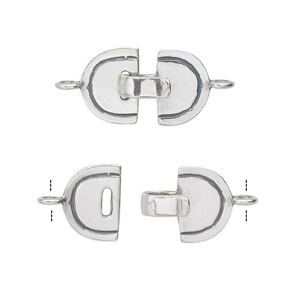 Clasp hook 1pkg1 sterling silver, 27x11.5mm oval, JBB Findings 1-strand image number 0