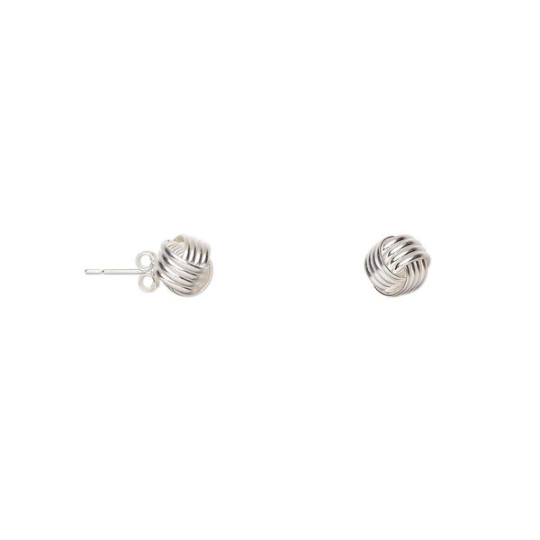 Earstud, sterling silver, 9mm fancy knot with post. Sold per pair. image number 0