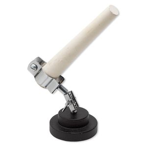 Rod holder, steel and ceramic, black, 4-3/4 x 2-1/2 inch stand and 6x1-inch tapered rod. Sold per 2-piece set.