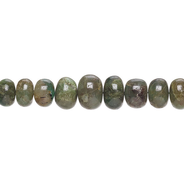 Emerald 1pkg1, hand-cut rondelle bead C- grade, 15 inch graduated 5x3mm-10x7mm image number 0