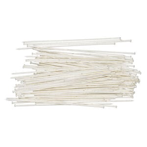 Stick pin 1pkg100 silver-finished, 3 inch, 18 gauge brass