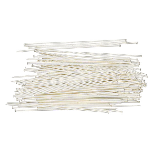 Stick pin 1pkg100 silver-finished, 3 inch, 18 gauge brass image number 0