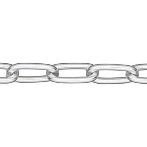 Chain, anodized aluminum, silver, 7.8mm paperclip. Sold per pkg of 25 feet.