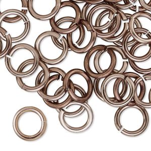 Jump ring, anodized aluminum, bronze, 10mm round, 6.8mm inside diameter, 14 gauge. Sold per pkg of 100.