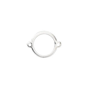 Link, silver-plated brass, 13mm open round. Sold per pkg of 100.