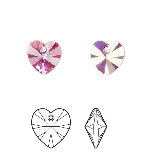 Drop 4pk rose AB, Crystal Passions® 10mm pendant heart 6228 image number 0