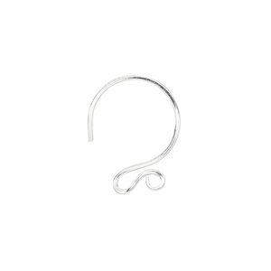 Ear wire French hook 1pkg2 sterling silver, 19mm flat wire / open loop, 20 gauge 1 pair