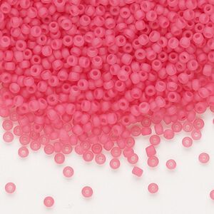 Seed bead, Dyna-Mites™, glass, pkg/1/2kg, #11 round, translucent inside dyed color matte pink, (210MA 11/0 RR).