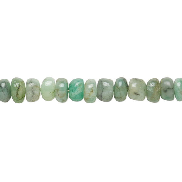 Bead, emerald (oiled), 5x2mm-6x4mm hand-cut rondelle with 0.4-1.4mm hole, C- grade, Mohs hardness 7-1/2 to 8. Sold per 13-inch strand. image number 0
