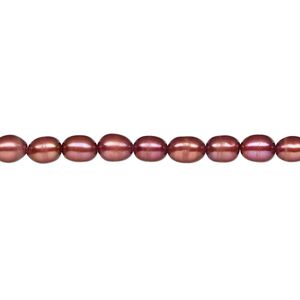 Pearl, cultured freshwater (dyed), pomegranate, 4-5mm rice, C grade, Mohs hardness 2-1/2 to 4. Sold per 15-inch strand.