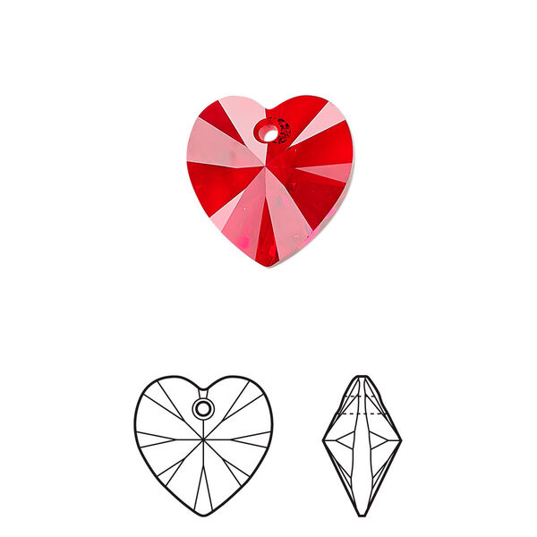 Drop 2pk light Siam, Crystal Passions® 14mm pendant heart 6228 image number 0