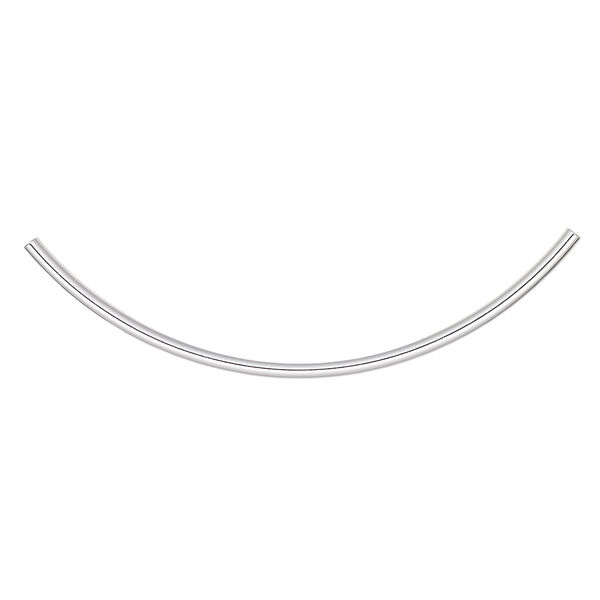 Bead, silver-plated brass, 100x3mm curved tube. Sold per pkg of 100. image number 0