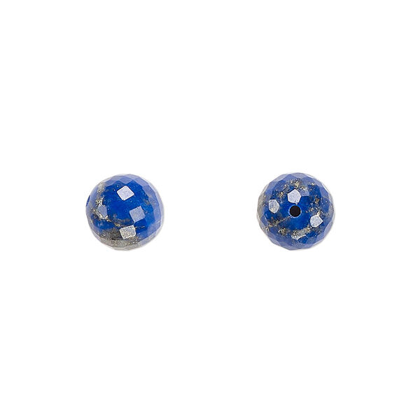 Lapis lazuli 1pkg2, hand-cut half-drilled faceted round bead natural B grade, 8mm image number 0