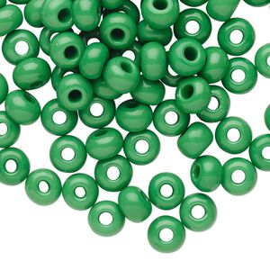 Seed bead, Preciosa Ornela Czech glass, pkg/500g, #2 rocaille, opaque green, (53250).