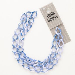 Chain, aluminum, pkg/17 inches, light purple and blue, 11mm curb.