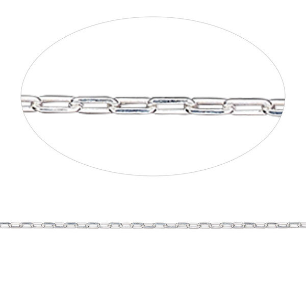 Chain, Gossamer™, sterling silver, 0.9mm long cable. Sold per pkg of 5 feet. image number 0