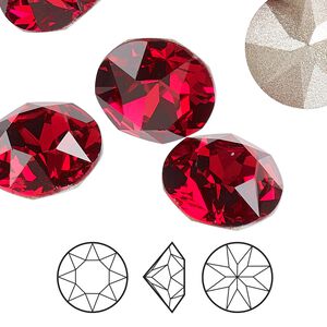 Chaton 144pk scarlet foil back, Swarovski® 8.16-8.41mm round SS39 1088