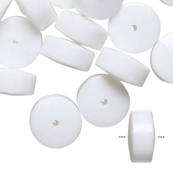 Bead, vintage German acrylic, white, 14x7mm heishi. Sold per pkg of 24. image number 0