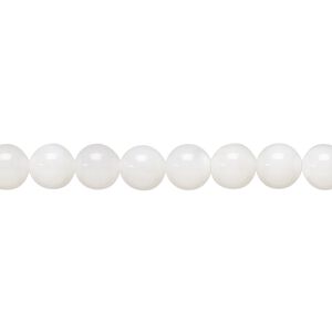 Bead, mother-of-pearl shell (bleached), white, 5.5-6mm round, Mohs hardness 3-1/2. Sold per 15-1/2" to 16" strand.