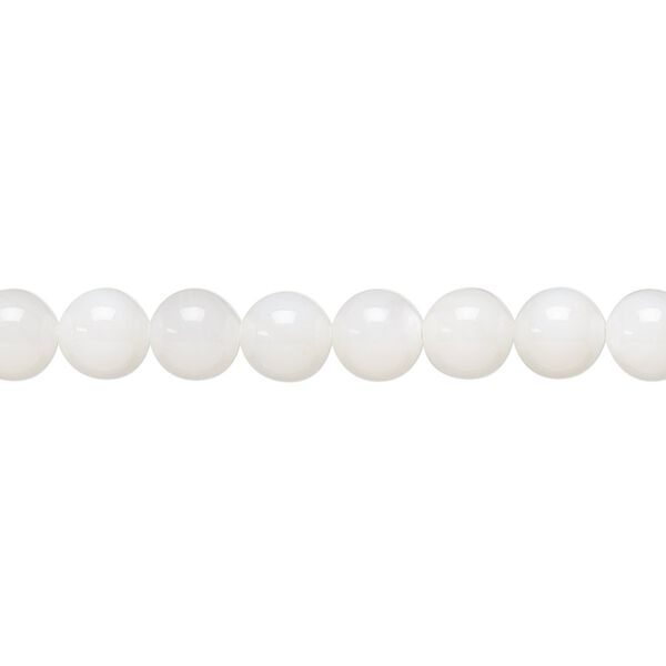 Bead, mother-of-pearl shell (bleached), white, 5.5-6mm round, Mohs hardness 3-1/2. Sold per 15-1/2" to 16" strand. image number 0