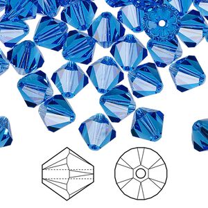 Bead 288pk sapphire, Swarovski® 8mm XILION bicone 5328
