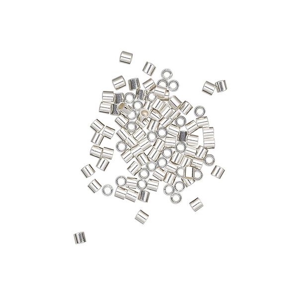 Crimp, sterling silver, 1.6mm tube. Sold per pkg of 100. image number 0