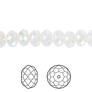Bead 288pk white opal shimmer 2X, Swarovski® 8x6mm rondelle 5040