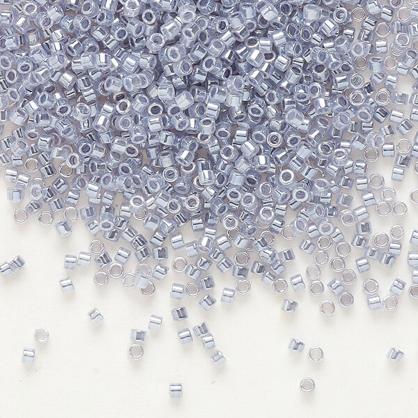 Seed bead, Delica®, glass, pkg/7.5g, #11 round, opaque inside dyed color luster silver grey (DB-0242). image number 0